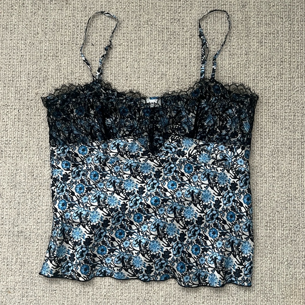 Sandro satin twill floral tank top size 2 or medium